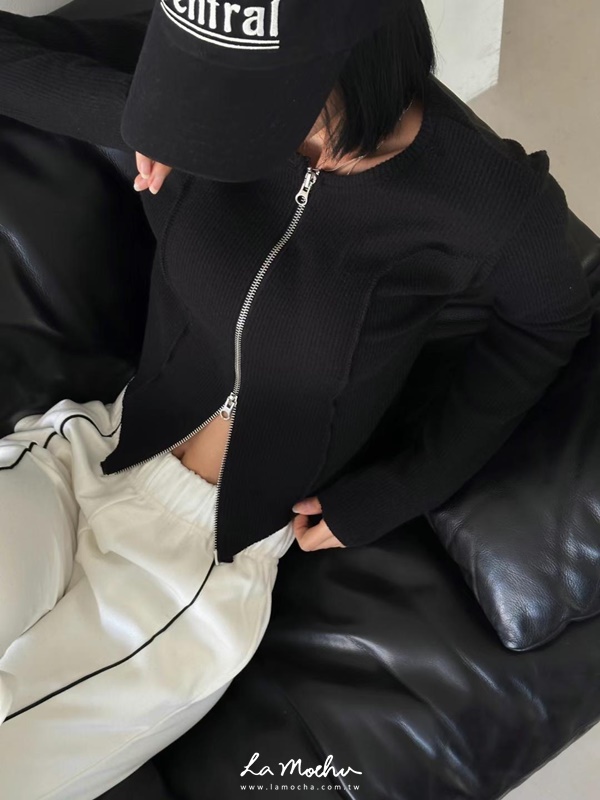 雙邊拉鍊合身線條辣妹上衣